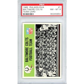 1965 Philadelphia #1 Baltimore Colts Team Card PSA 8 *5654 (Reed Buy)