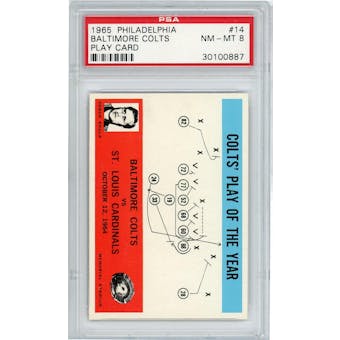 1965 Philadelphia #14 Baltimore Colts Play Card Don Shula PSA 8 *0887 (Reed Buy)