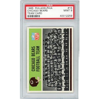 1965 Philadelphia #15 Chicago Bears Team Card PSA 9 *2259 (Reed Buy)