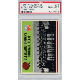 1965 Philadelphia #29 Cleveland Browns Team Card PSA 8 *7946 (Reed Buy)
