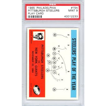 1965 Philadelphia #154 Pittsburgh Steelers Play Card PSA 9 *2233 (Reed Buy)