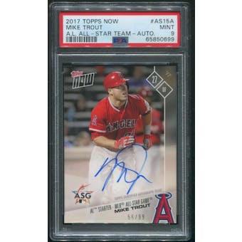 2017 Topps Now Baseball #AS15A Mike Trout AL All Star Team Auto #56/99 PSA 9 (MINT)