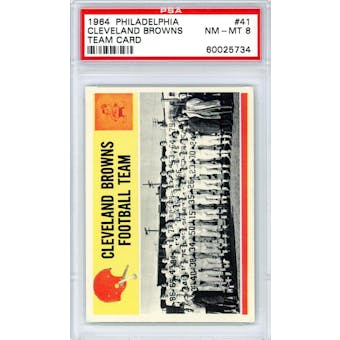1964 Philadelphia #41 Cleveland Browns Team Card PSA 8 *5734 (Reed Buy)