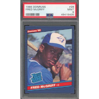 1986 Donruss #28 Fred McGriff RC PSA 9 *5405 (Reed Buy)