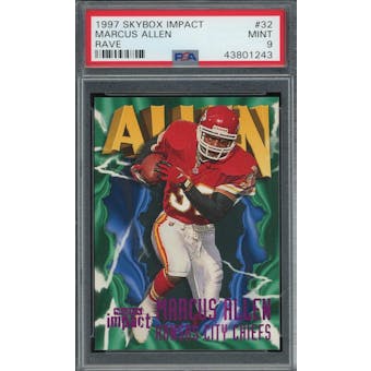 1997 Skybox Impact Rave #32 Marcus Allen #/150 PSA 9 *1243 (Only One Graded) (Reed Buy)
