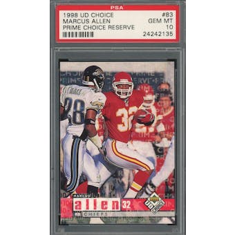 1998 Upper Deck Choice Prime Choice Reserve #83 Marcus Allen #/100 PSA 10 *2135 (Reed Buy)