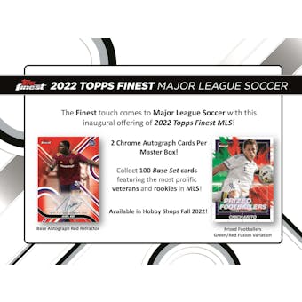 2022 Topps MLS Major League Soccer Finest Soccer Hobby Box (Presell)