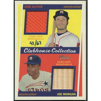 2016 Topps Heritage Baseball #CCDRMA Jose Altuve & Joe Morgan Clubhouse Collection Dual Jersey Bat #41/67