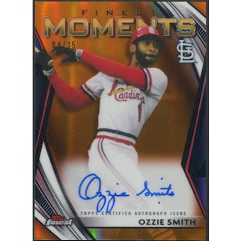2021 Finest Baseball #FMAOS Ozzie Smith Finest Moments Orange Refractor Auto #04/25