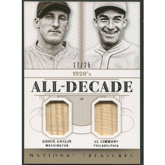 2014 Panini National Treasures Baseball #6 Al Simmons & Goose Goslin All Decade Bat #17/25