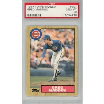 1987 Topps Traded #70T Greg Madux RC PSA 10 *4298 (Reed Buy)