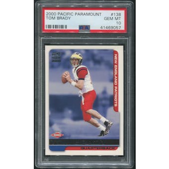 2000 Pacific Paramount Football #138 Tom Brady Rookie PSA 10 (GEM MT)
