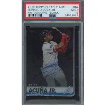 2019 Topps Clearly Authentic Autographs Black #RA Ronald Acuna Jr. #/75 PSA 9 *1071 (Reed Buy)