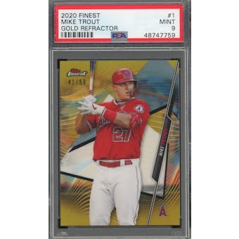 2020 Finest Gold Refractor #1 Mike Trout #/50 PSA 9 *7759 (Reed Buy)
