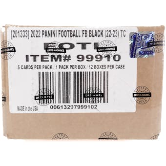 2022 Panini Black Football 1st Off The Line FOTL Hobby 12-Box Case (Factory Fresh)