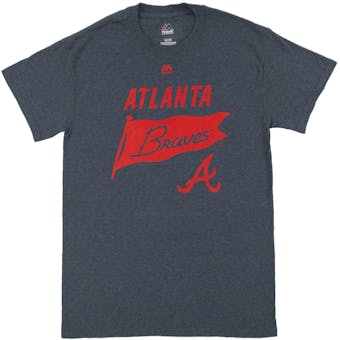 Atlanta Braves Majestic Heather Navy Again Next Year Tee Shirt (Adult Small)