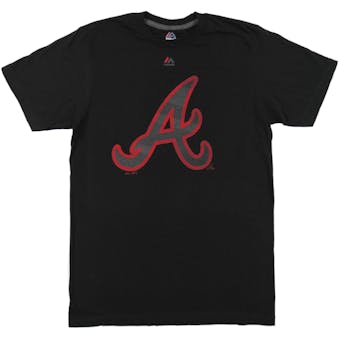 Atlanta Braves Majestic Black Superior Play Tee Shirt (Adult Small)