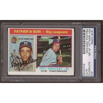 1976 Topps Roy Smalley Jr - Sr Dual Autographed Card PSA Slabbed (5092)