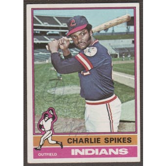 1976 Topps Baseball #408 Charles Spikes Signed in Person Auto (B)