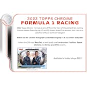 2022 Topps Chrome F1 Formula 1 Hobby 12-Box Case (Presell)