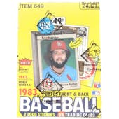 1983 Fleer Baseball Cello Box(w/ Price Stickers) (BBCE) (Reed Buy)