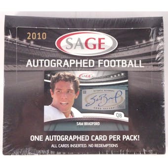 2010 Sage Autographed Football Hobby Box (Reed Buy)