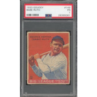 1933 Goudey #149 Babe Ruth PSA 1 *9381 (Reed Buy)
