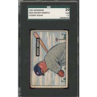 1951 Bowman #253 Mickey Mantle RC SGC 20 *6002 (Reed Buy)