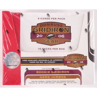 2006 Donruss Gridiron Gear Football Hobby Box (Reed Buy)