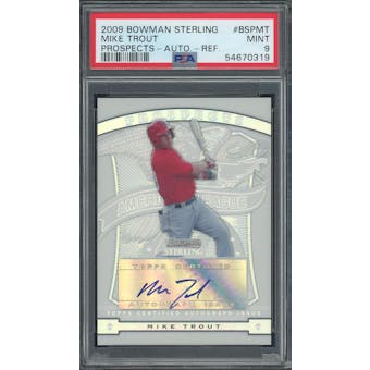 Z 2009 Bowman Sterling Auto Refractor #BSPMT Mike Trout #/199 PSA 9 *0319 (Reed Buy)