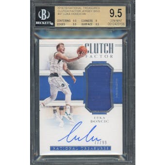 2018/19 National Treasures Clutch Factor #47 Luka Doncic #77/99 Jersey Number BGS 9.5 Auto 9 *0106 (Reed Buy)