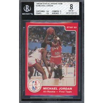 1985/86 Star All-Rookie Team #2 Michael Jordan BGS 8 (8.5, 9, 8.5, 7) *3723 (Reed Buy)