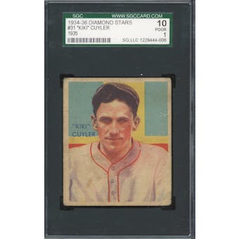 1934-36 Diamond Stars #31 Kiki Cuyler Cubs SGC 10 *4006 (Reed Buy)