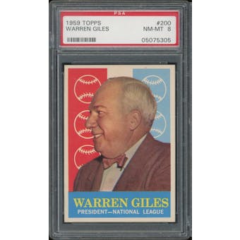 1959 Topps #200 Warren Giles WB PSA 8 *5305 (Reed Buy)
