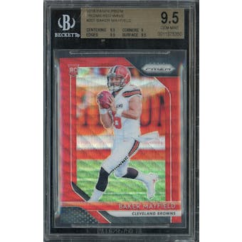 2018 Panini Prizm Baker Mayfield Red Wave Rookie Card BGS 9.5 #201 076/149