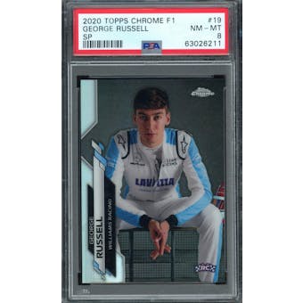 2020 George Russell 2020 Topps Chrome F1 SP PSA 8