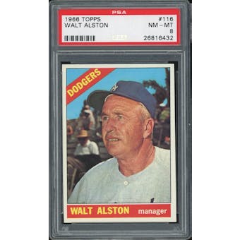 1966 Topps #116 Walter Alston PSA 8 *6432 (Reed Buy)
