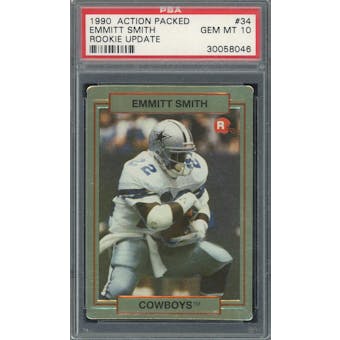 1990 Action Packed Rookie Update #34 Emmitt Smith RC PSA 10 *8046 (Reed Buy)