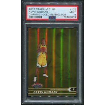 2007/08 Stadium Club Basketball #102 Kevin Durant Rookie Chrome Gold Refractor #18/99 PSA 9 (MINT)