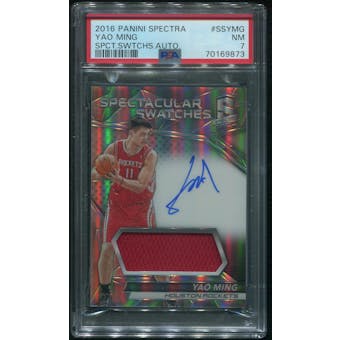 2016/17 Panini Spectra Basketball #Ssymg Yao Ming Spectacular Swatches Jersey Auto #12/49 PSA 7 (NM)