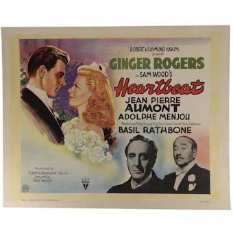 1946 Heartbeat Half Sheet Movie Poster - Ginger Rogers