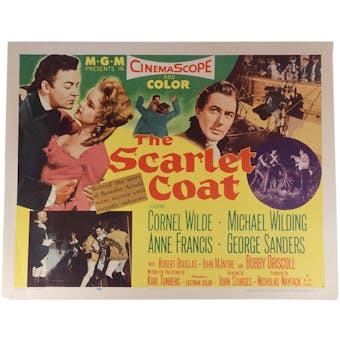1955 The Scarlet Coat Half Sheet Movie Poster - Wilde Francis
