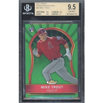2011 Finest Green Refractor #94 Mike Trout #/199 BGS 9.5 4115 (Reed Buy)