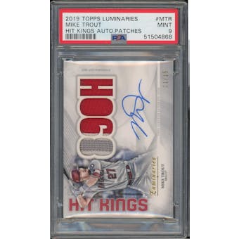2019 Topps Luminaries Hit Kings Auto Patches #MTR Mike Trout #/15 PSA 9 *4868 (Reed Buy)