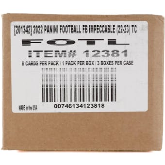 2022 Panini Impeccable Football 1st Off The Line FOTL Hobby 3-Box Case