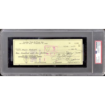 George A. Romero Signed Laurel Tape & Film Check to Mario Andretti PSA Authentic