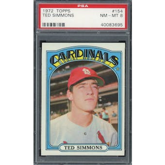 1972 Topps #154 Ted Simmons PSA 8 *3695 (Reed Buy)