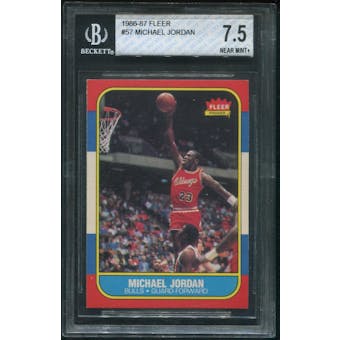 1986/87 Fleer Basketball #57 Michael Jordan Rookie BGS 7.5 (NM+)