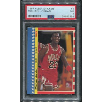 1987/88 Fleer Basketball #2 Michael Jordan Sticker PSA 7 (NM)