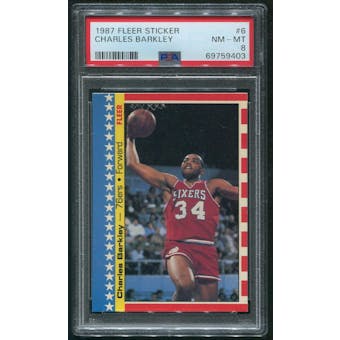 1987/88 Fleer Basketball #6 Charles Barkley Sticker PSA 8 (NM-MT)
